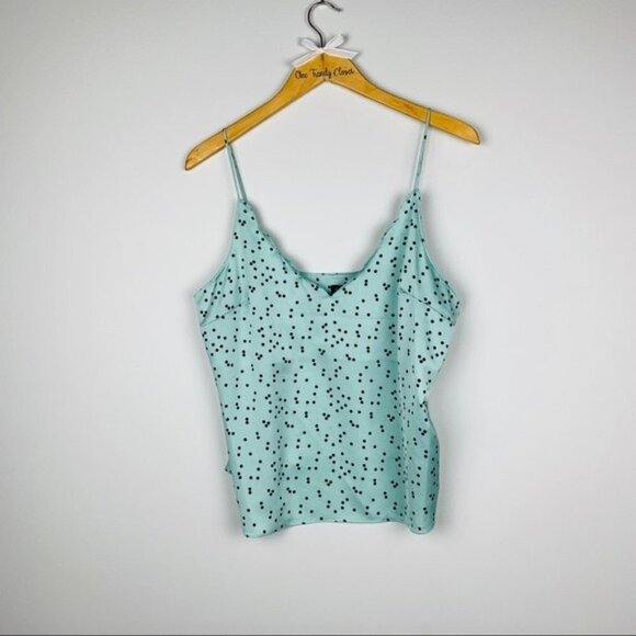 #12 Topshop | Scatter Spot Scallop Cami Top Mint SZ 10 - Picture 4 of 6